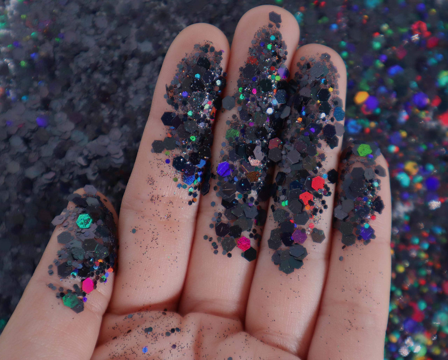 Black Glitter - 15G Chunky Face Glitter, Hair Glitter, Eye Glitter and Body Glitter. Rave Glitter, Festival Accessories, Cosmetic Glitter Makeup. Loose Glitter Set