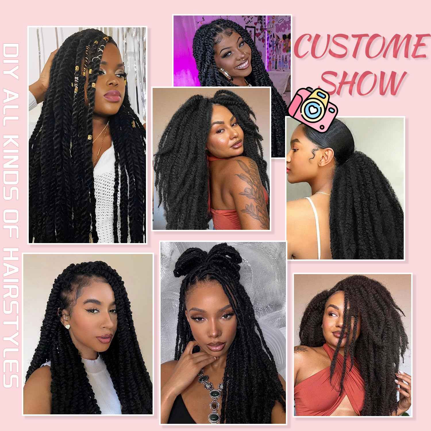 Marley Twist Braiding Hair-18Inch 8packs Cuban Twist Hair Soft Marley Hair for Black Women (1B, 18 Inch (Pack of 8))