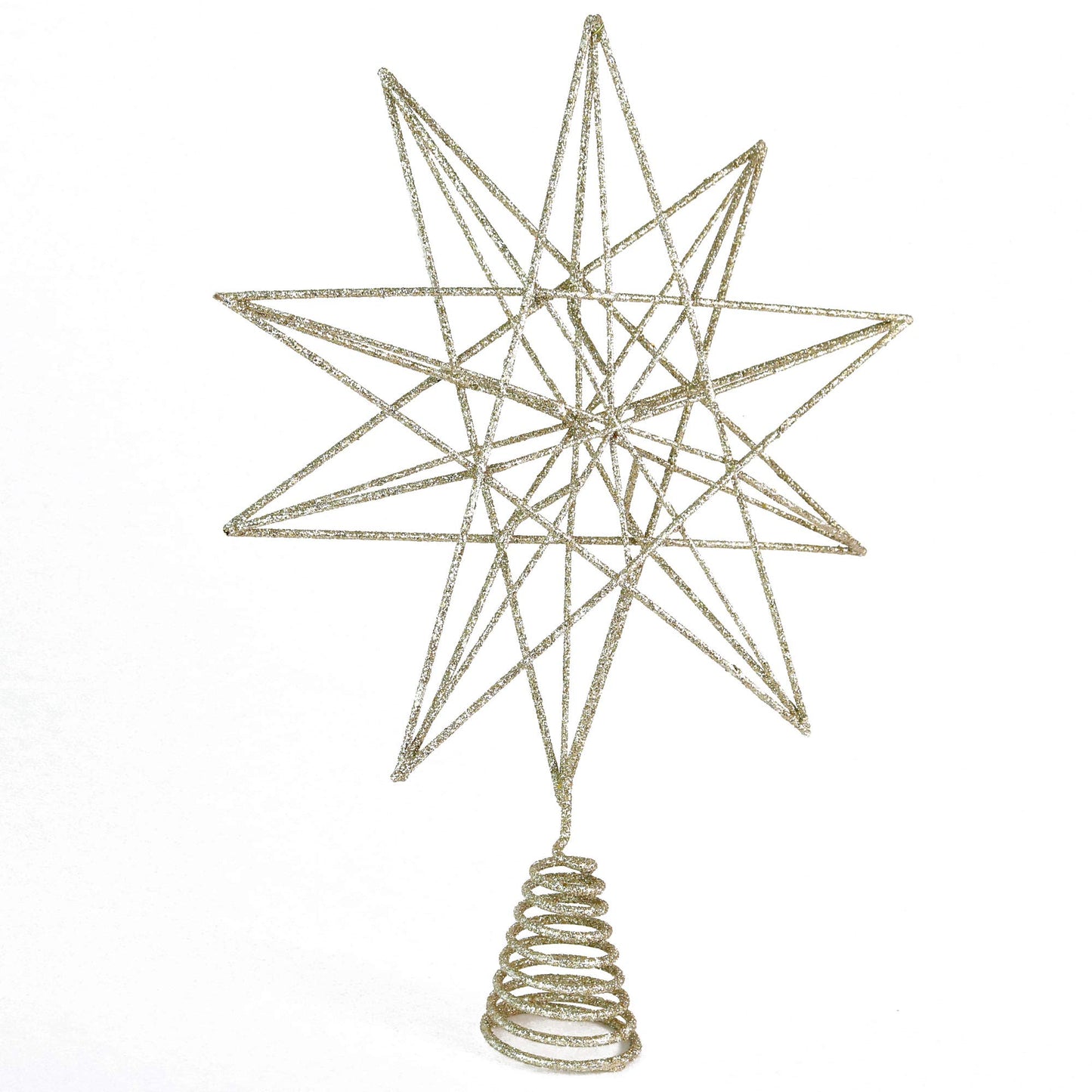 Ornativity Glitter Star Tree Topper - Christmas Sparkly Metal 3-D Dimensional Hallow Wire Star Xmas Tree Top Decor Ornament Decorations for Trees 13"