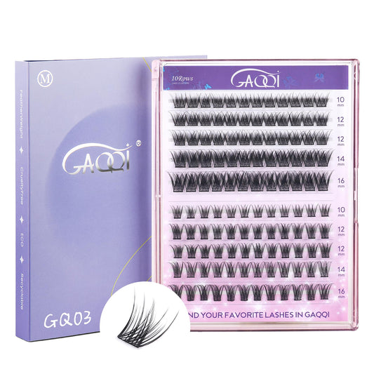 GAQQI Lash Clusters, Individual Lashes C Curl, Cluster Lashes False Eyelash Extensions 120PCS, Natural & Wispy Eyelash Clusters Two Style Mixed (GQ03&45, C Curl,10-16mm)