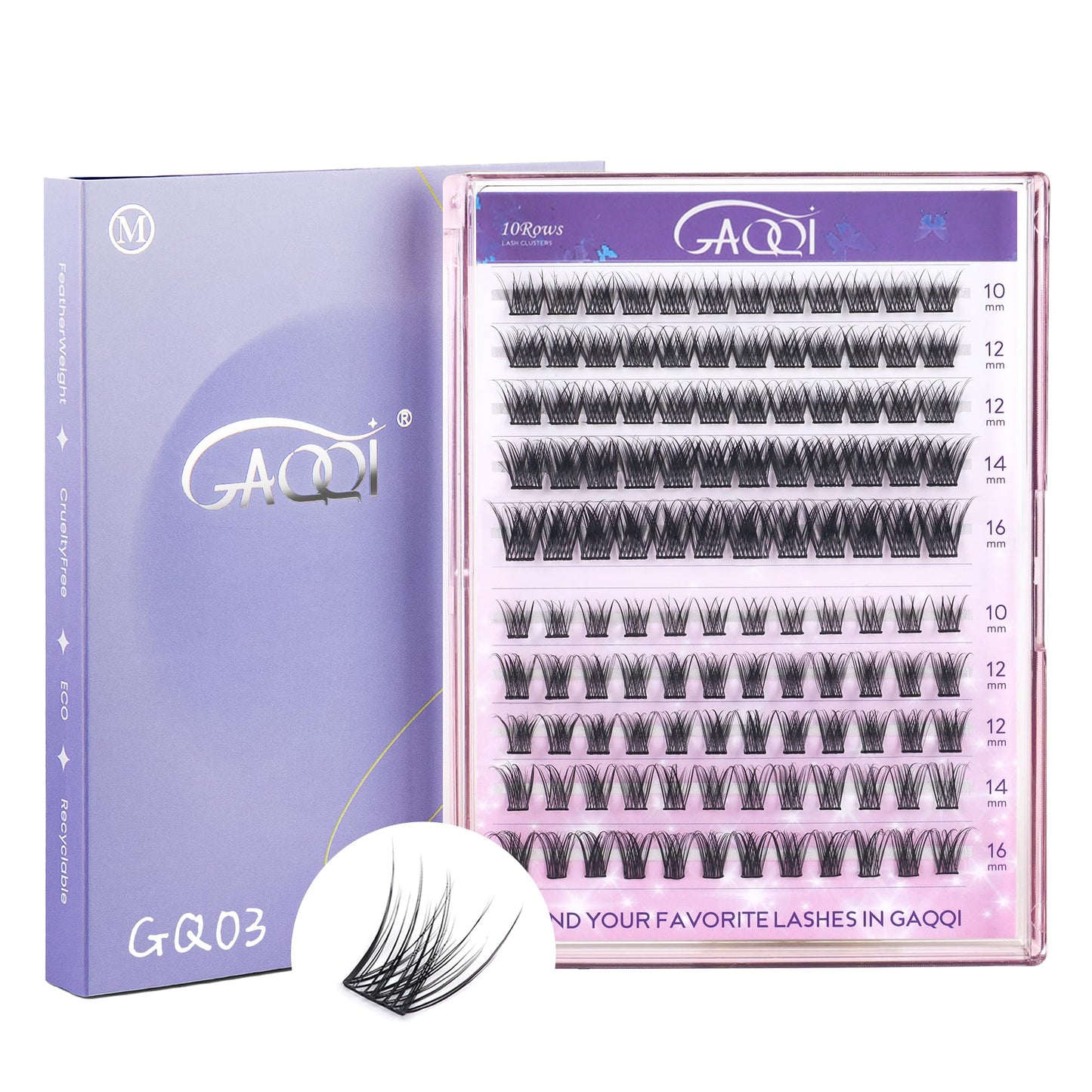 GAQQI Lash Clusters Kit, DIY Lash Extension Kit 120PCS Cluster Lashes D Curl, Wispy Eyelash Clusters 10-16MM with Lash Bond and Seal,Lash Remover and Lash Applicator (GQ20-D CURL-KIT)