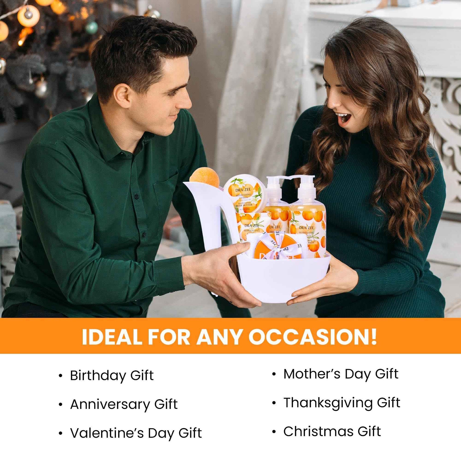 Luxury Spa Gifts for Women – 8 Pc Citrus Scented Bath and Body Set with Bubble Bath, Lotion & More – Luxury Self Care Kit for Wife, Mom, Girlfriend, Birthday Gifts for Women by Draizee