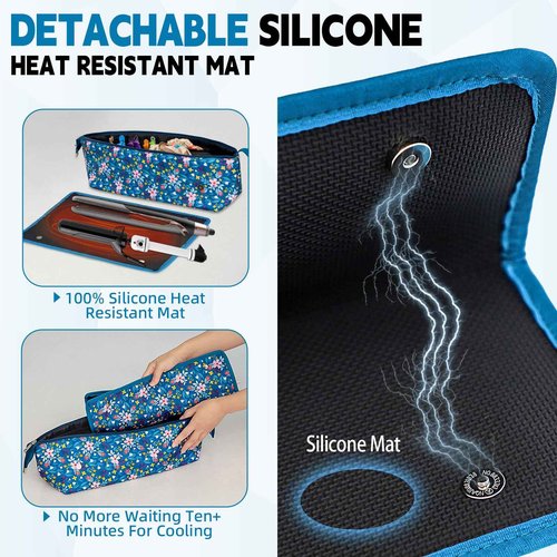 EZ4UVOY Hair Tools Travel Bag with Removable Heat Resistant Mat, Travel Hair Bags Organizer for Hot Tools, Portable Travel Carrying Case for Flat Irons, Straighteners, Curling Iron