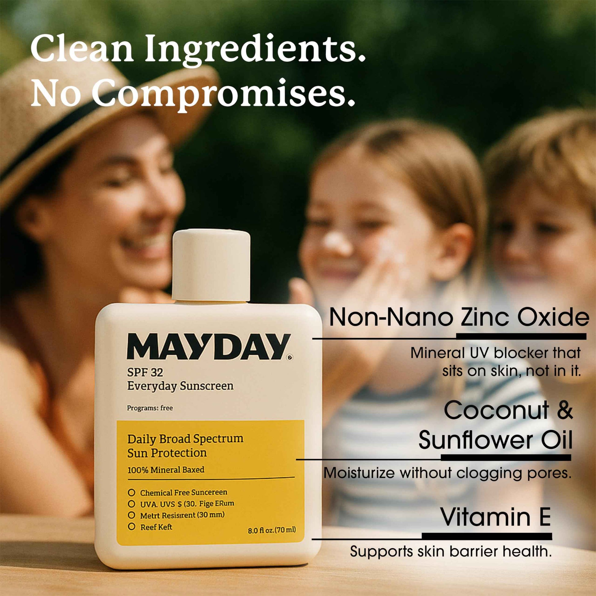 MAYDAY SPF 30 Everyday Sunscreen – Chemical-Free, Fragrance-Free, Water-Resistant Broad Spectrum Protection for Face & Body – Suitable for All Skin Types – 6 oz (178ml)