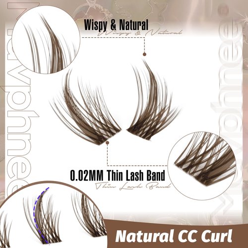 Brown Lash Clusters Kit Dark Brown Eyelash Clusters 120 Pcs Natural Lash Extension Kit 10-16MM CC Curl Individual Lashes Kit with Lash Bond and Seal Lash Glue and Tweezers by Mavphnee