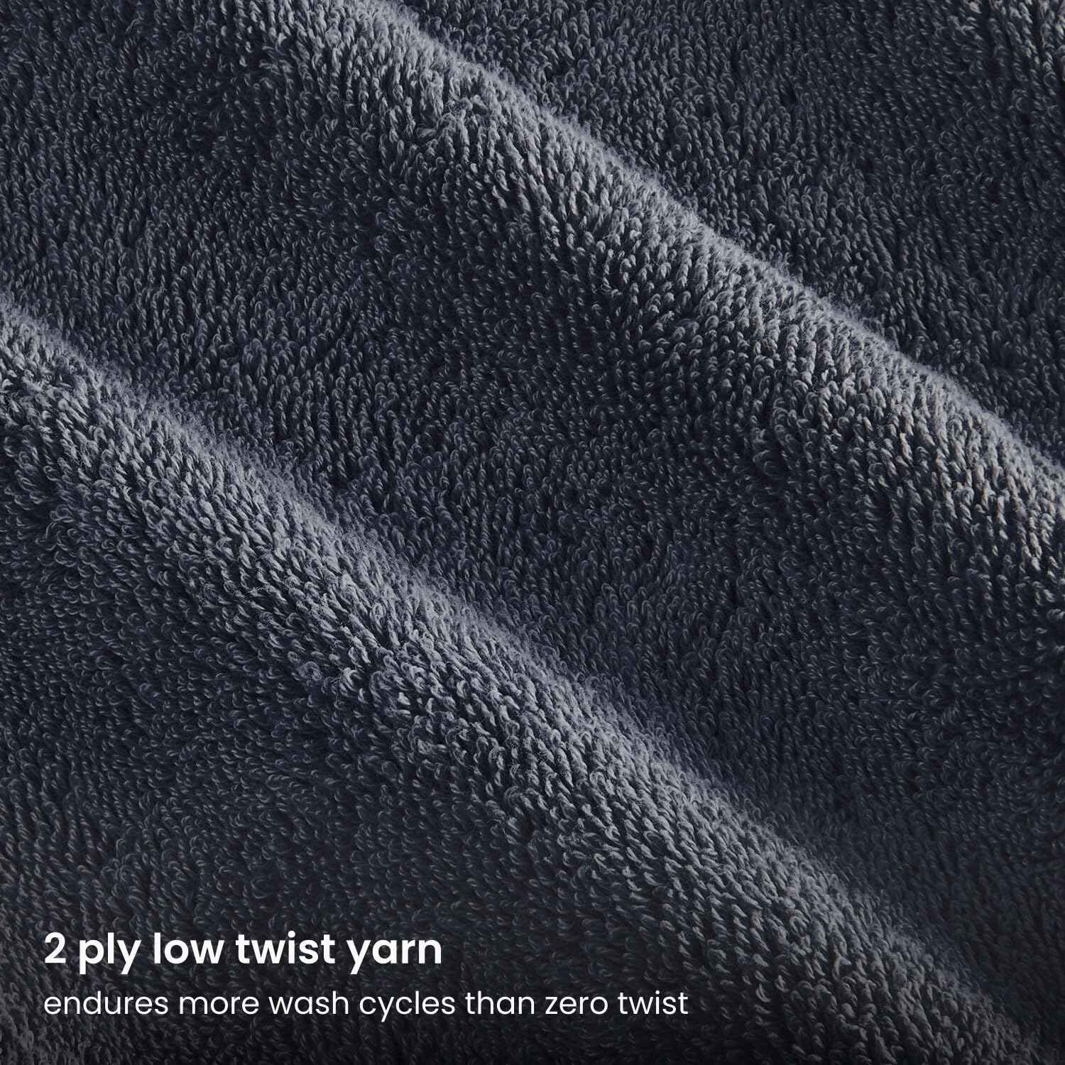 BIOWEAVES 100% Organic Cotton 700 GSM Plush Washcloths 13" x 13" GOTS Certified - Charcoal, Pack of 12