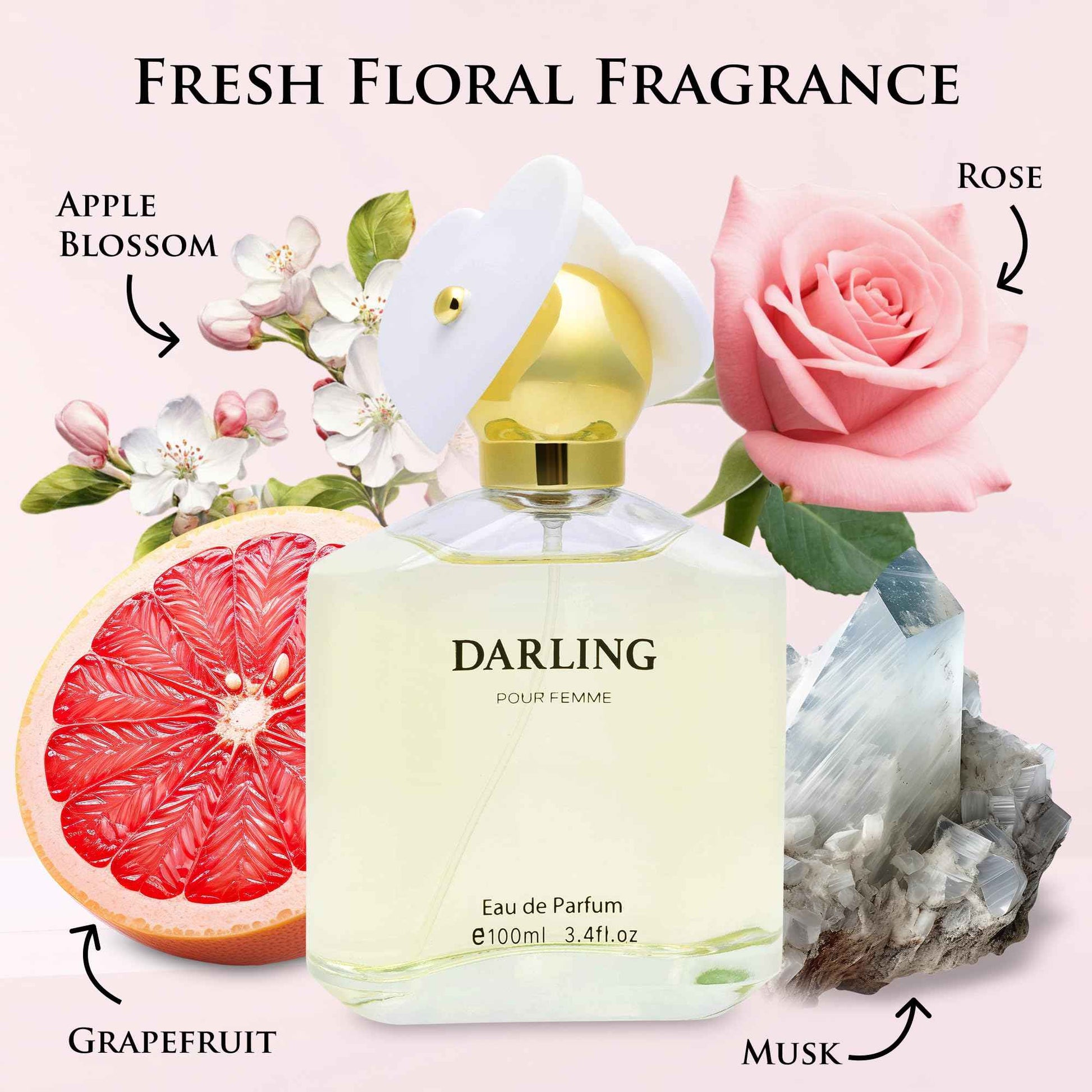 URBAN COLLECTION Darling So Fresh for Women Eau De Parfum – Fruity & Floral Fragrance – Grapefruit, Sweet Raspberry – Jasmine, Rose – Free of Paraben, Vegan & Cruelty-Free – 100ml Bottle
