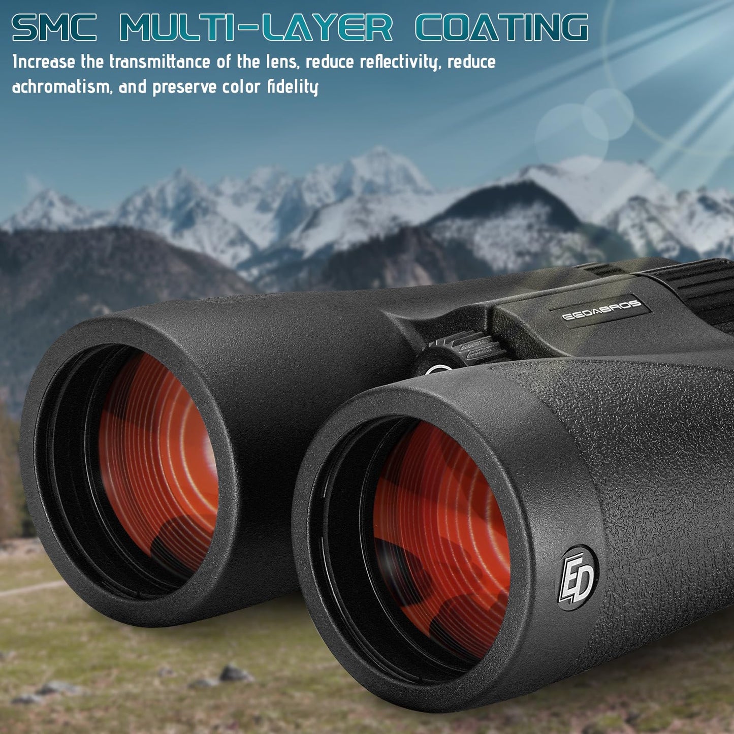 EEDABROS 12×50 UHD Binoculars for Adults High Powered with ED Glass- Large View Binoculars with Clear Low Light Vision - Lightweight Waterproof Binoculars for Bird Watching Hunting Stargazing