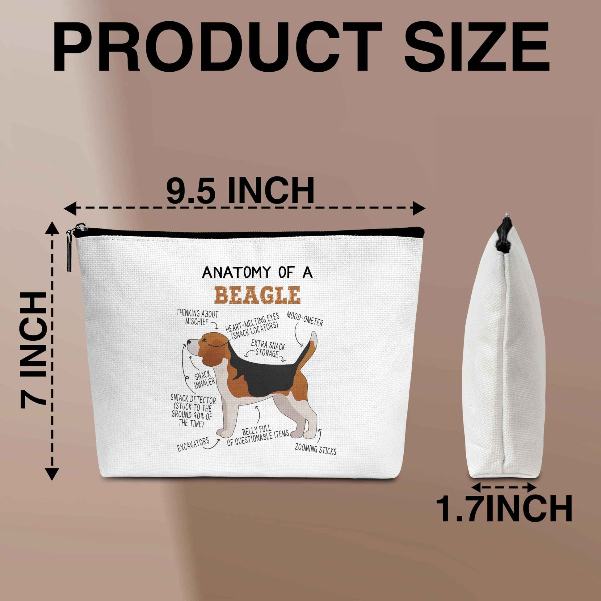 heiyihe Beagle Lover Gift Anatomy Of A Beagle Makeup Bag Dog Lover Gifts Birthday Christmas Graduation Gifts for Animal Lover Dog Lover Woman Girl Mom Daughter Travel Bag-A03