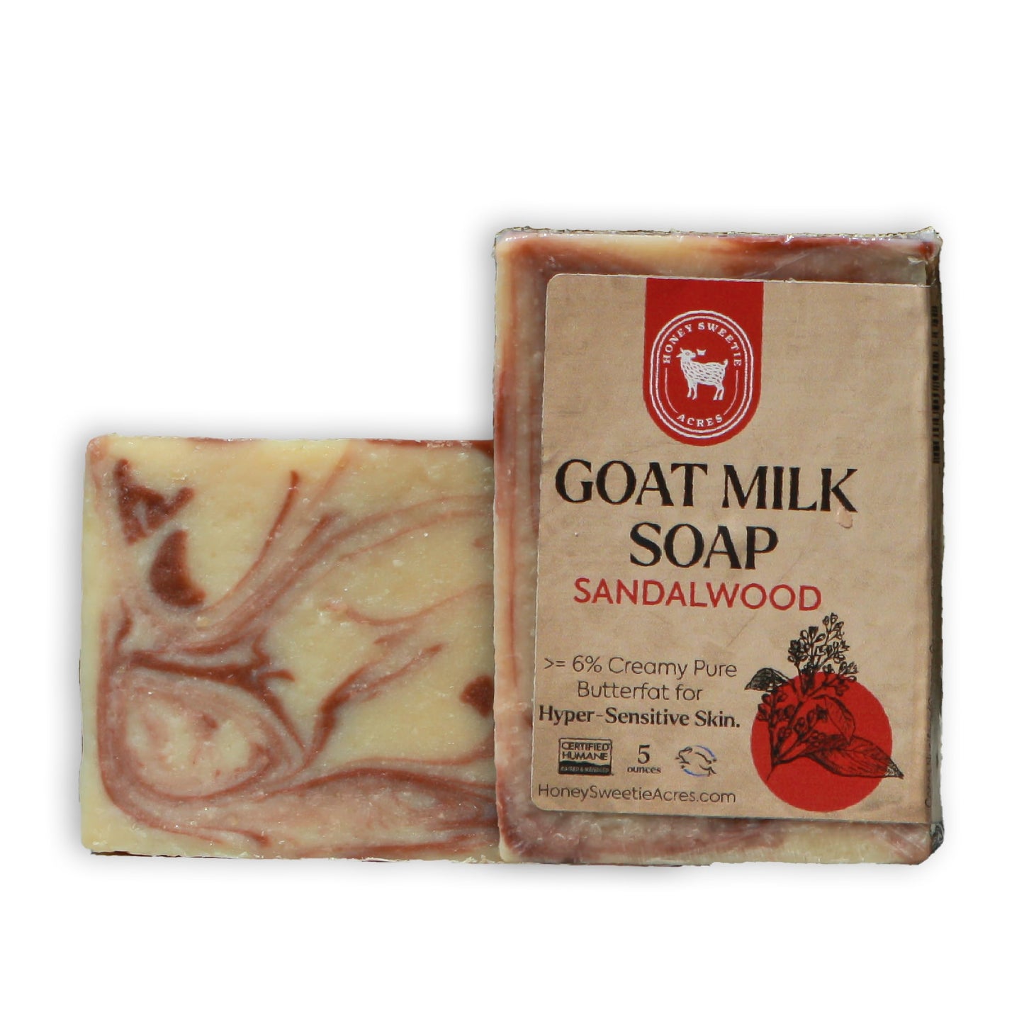 Honey Sweetie Acres Fresh Off The Goat All Natural Moisturizing 5 Oz Bar Of Handmade Sandalwood Goat Milk Soap