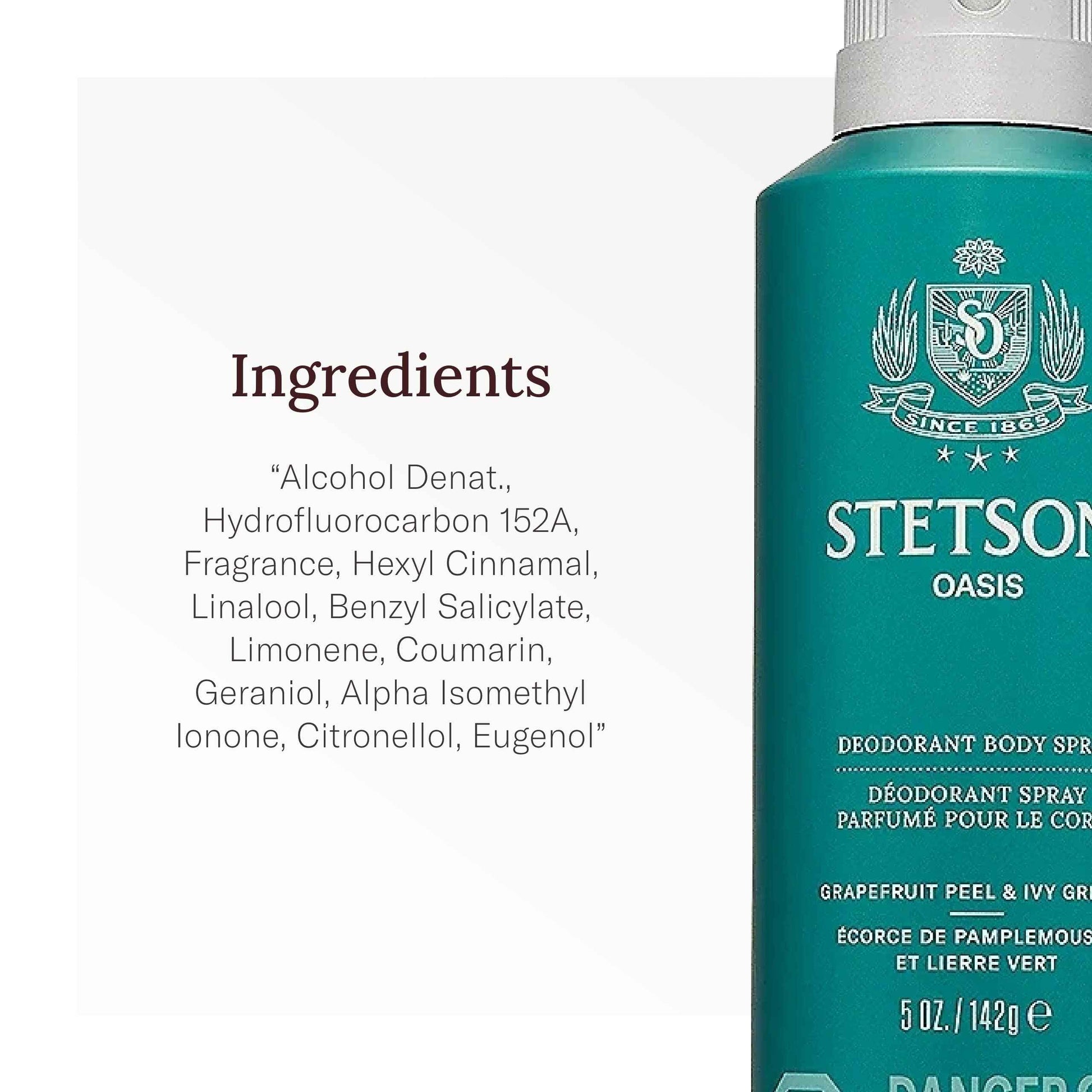 STETSON Personal Care All Day Body Spray by Scent Beauty - Body Spray for Men - Perfect for Men's Grooming Kit - 5 oz - 3 Pack - Oasis