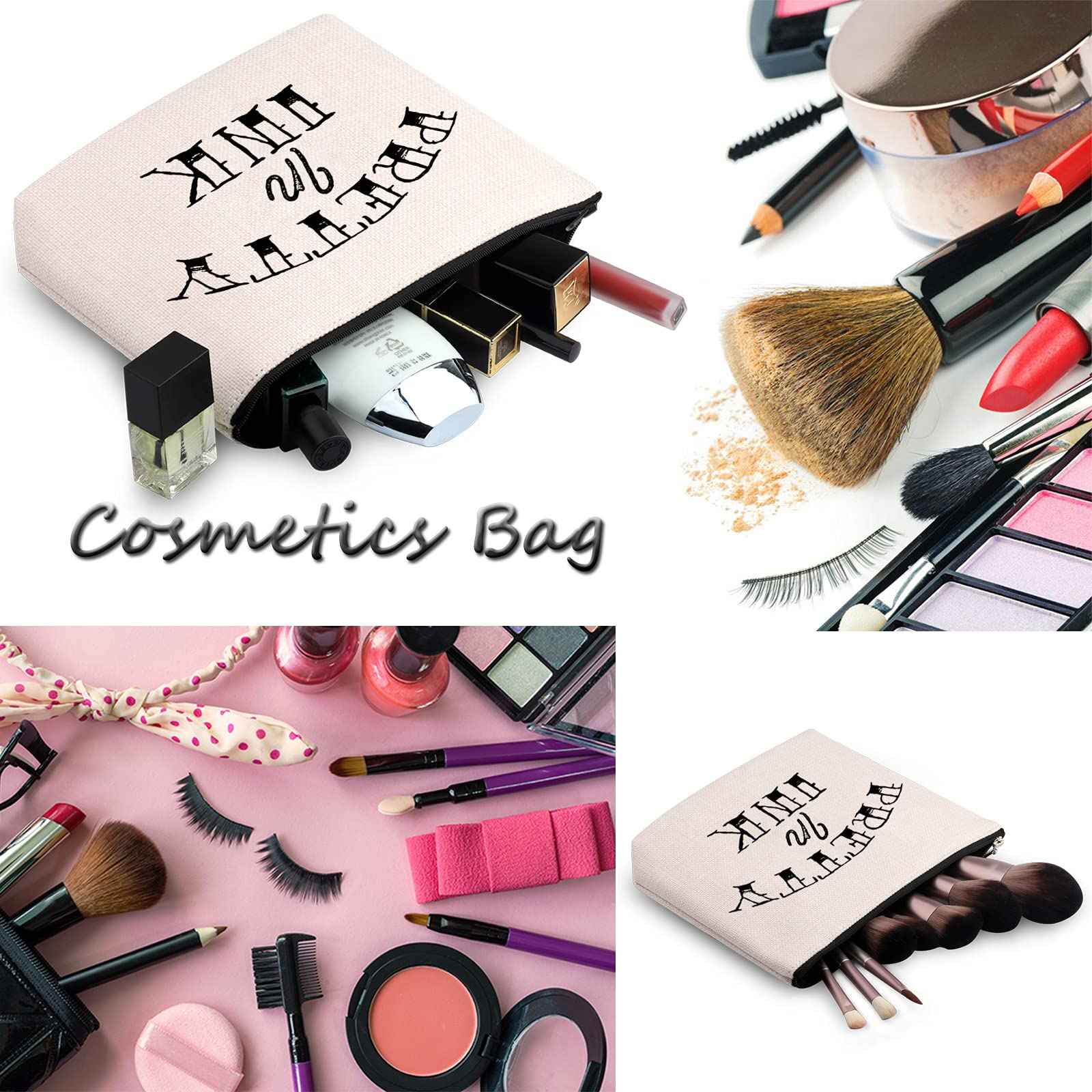 WCGXKO Tattoo Lover Gift Tattoo Artists Gift Pretty in Ink Addicted to Ink Zipper Pouch Makeup Bag (Pretty in Ink)