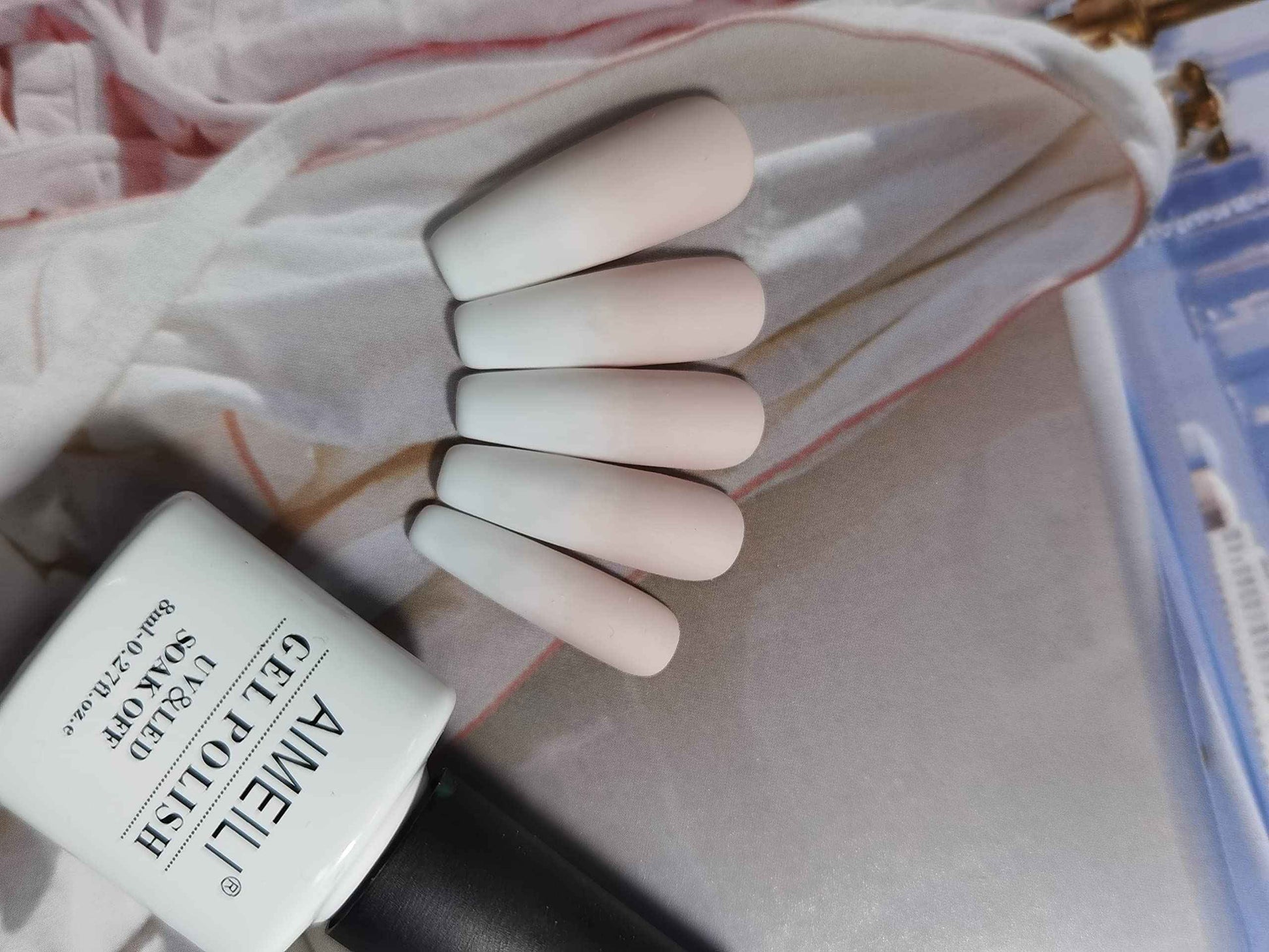 AIMEILI Gel Nail Polish No Wipe Top and Base Coat Set, and Clear Color Pink Nude White Soak Off Gel Nail Polish Set Of 12pcs X 8ml