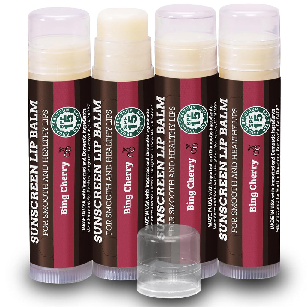 Earth's Daughter USDA Organic Lip Balm 6-Pack - Fruit Flavors, Beeswax, Coconut Oil, Vitamin E - Best Lip Repair Chapstick for Dry Cracked Lips - Moisturizing Lip Care