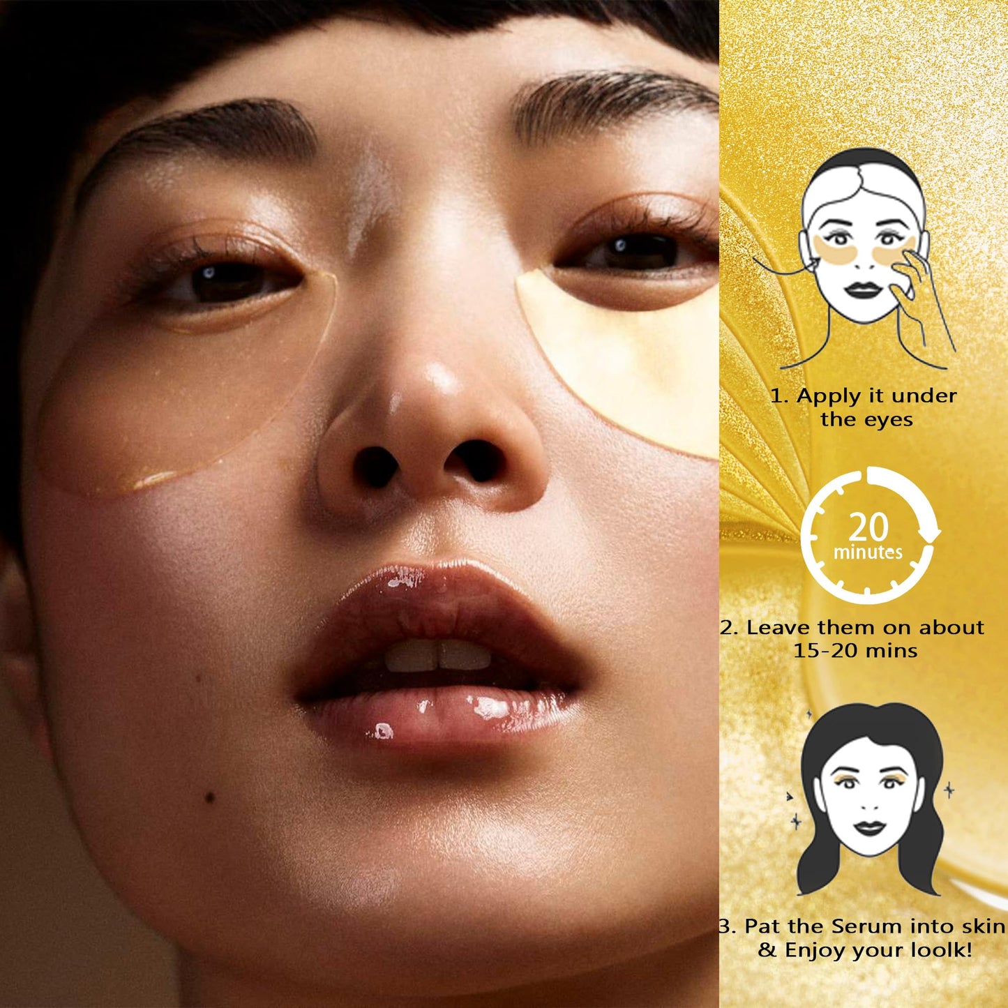 CCbeauty 24K Gold Under Eye Patches for Puffy Eyes, Dark Circles and Puffiness, Collagen Hydrating Mask Skincare, Gel Pads for Eye Bags and Wrinkles Under Eye Treatment,30pairs