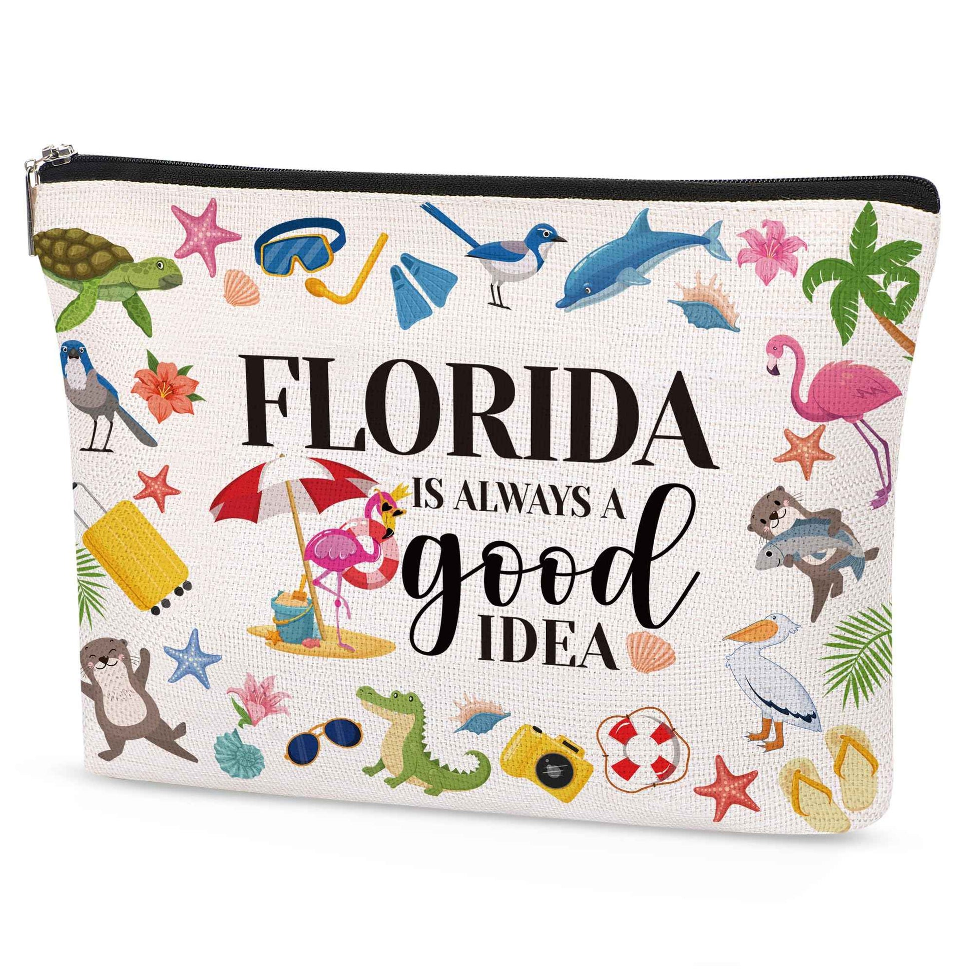Papiailove Florida Makeup Bag Souvenirs Gifts for Women, Travel Cosmetic Bag, Waterproof Toiletry Organizer Zipper Pouch for Girls Travelers Florida Is Always A Good Idea