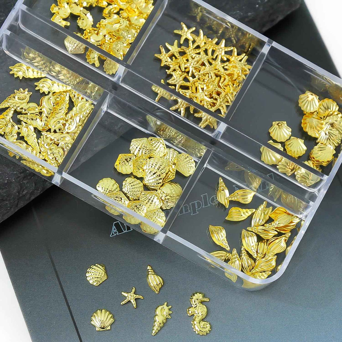 Summer Nail Charms and Gems Cute Shells Conchs Seahorse Starfish Nail Art Charms Gold Flat Back Gold Nail Rhinestones Summer Ocean Beach Nail Decoration Marine Life Rhinestones for Nails DIY Designs