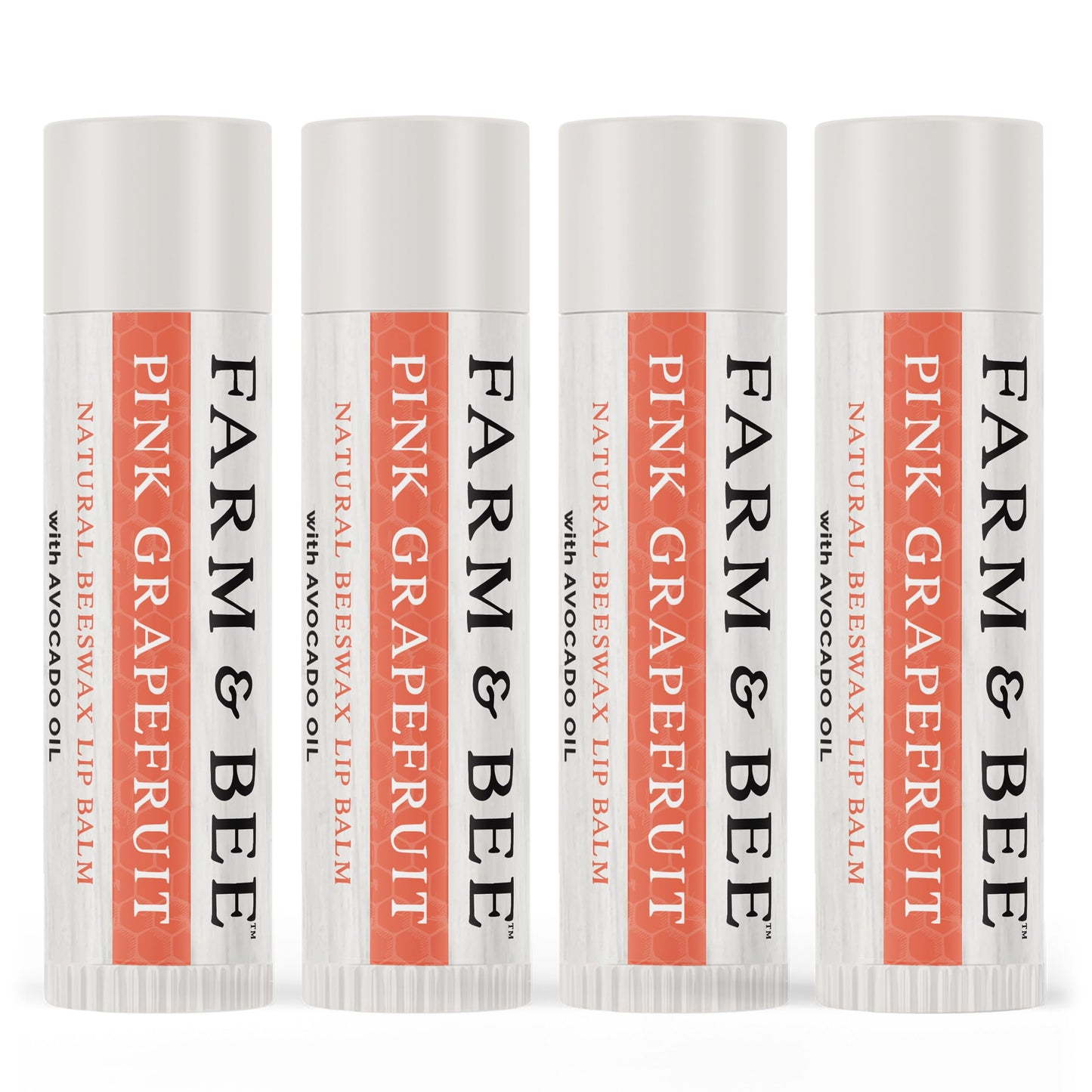 Natural Lip Balm - Organic & Natural Ingredients - Beeswax Based Moisturizing Lip Care Chapstick for Dry Cracked Lips - Great Gift Idea - Farm & Bee - 0.15oz (Pack of 4 - Pink Grapefruit)