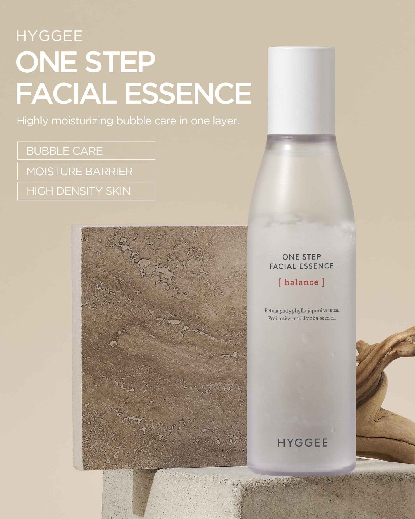 HYGGEE Onestep Facial Essence - Bi-Phase Hydrating Korean Toner with Birch Sap and Probiotics - Water and Oil Essence, 3.9 fl.oz.