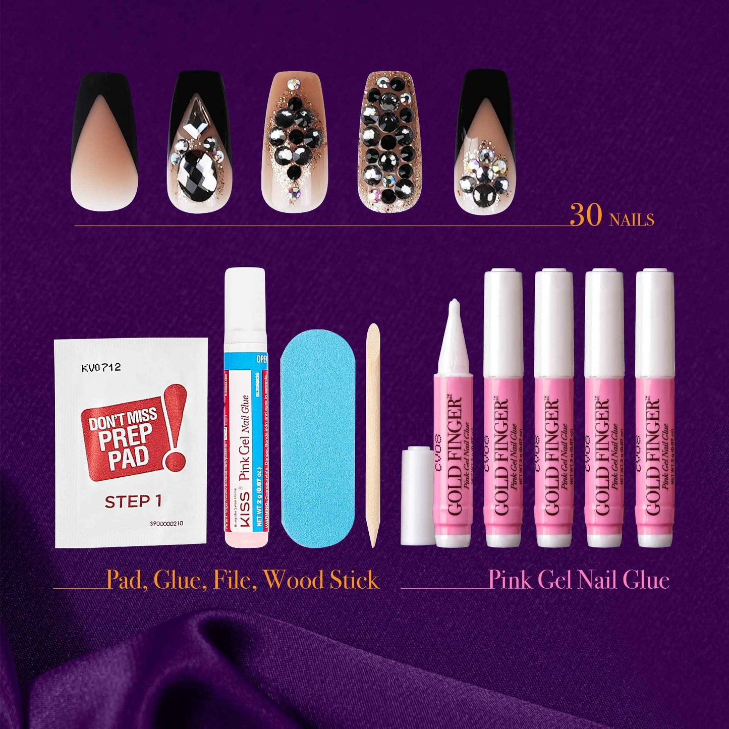 GoldFinger Premium False Nails Glue On Nails Press On Nails Glue Included (Breakme)