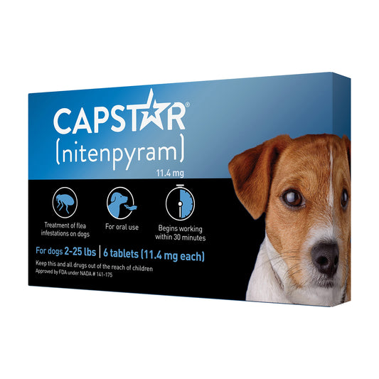 Capstar(nitenpyram) for Dogs Fast-Acting Oral Flea Treatment for Dogs 2-25 lbs, Vet-Recommended Medication Tablets Start Killing in 30 Minutes, 6 Doses