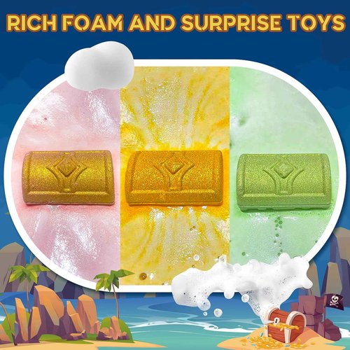 Bath Bombs for Kids with Surprise Inside, 9 Pack Kids Bath Bombs with Treasure Chest Toys Gift Set, Fizzy Bath Salt Balls, Perfect Birthday, Halloween, Or Holiday Gift for Boys and Girls
