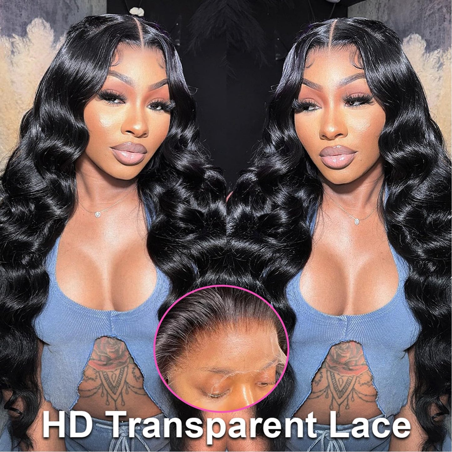 NAJOAI 26 Inch Body Wave Lace Front Wigs Human Hair Pre Plucked 180% Density HD 13x4 Frontal Wigs Glueless Wigs Human Hair Lace Front Wig for Black Women with Baby Hair Natural Black