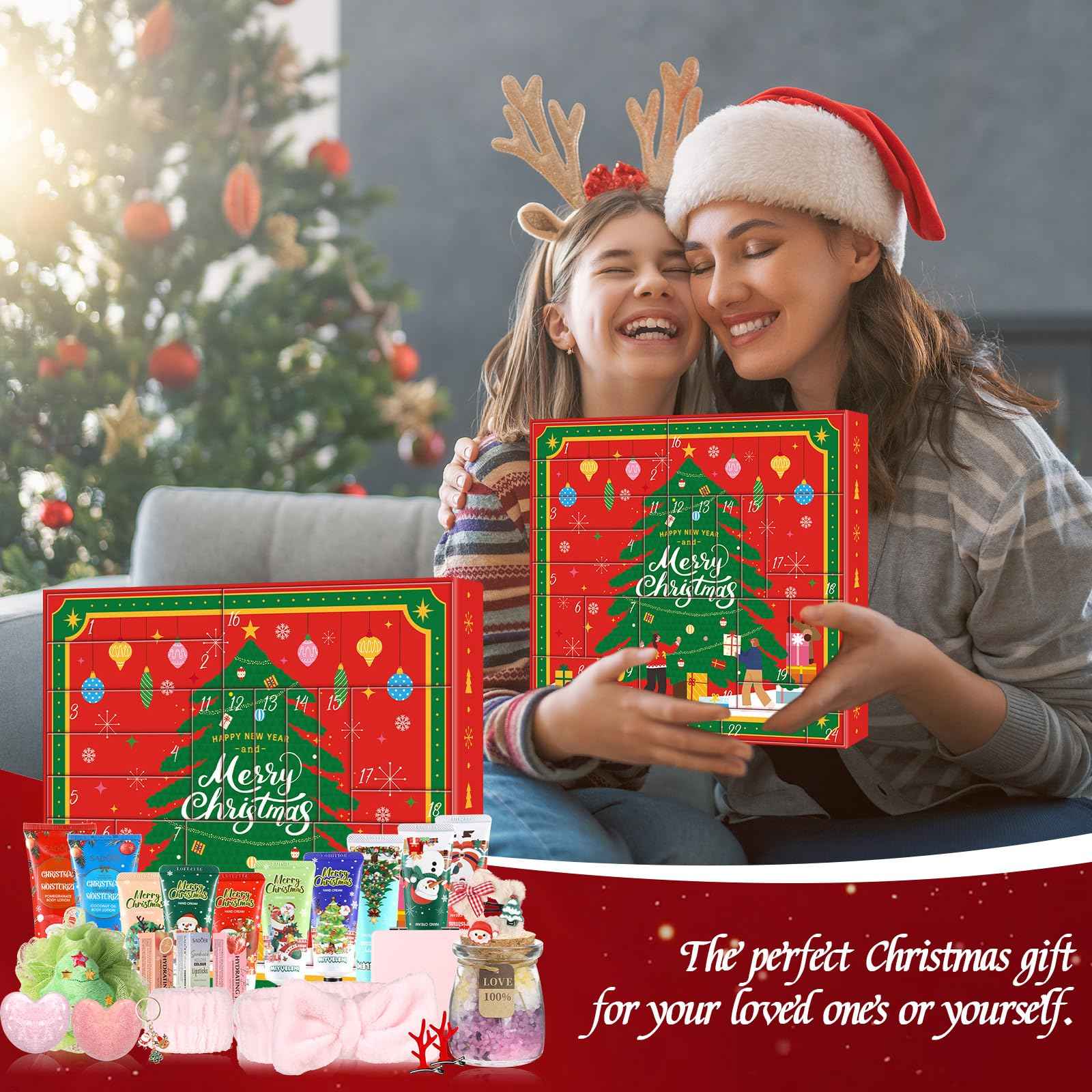 Skincare Advent Calendar 2025 for Women 24 Day of Beauty Countdown Calendar 2025 Beauty Advent Calendar with Bath Salt Hand Cream Body Lotion Spa Gift Set Body Care Holiday Christmas Gift Adult Teen