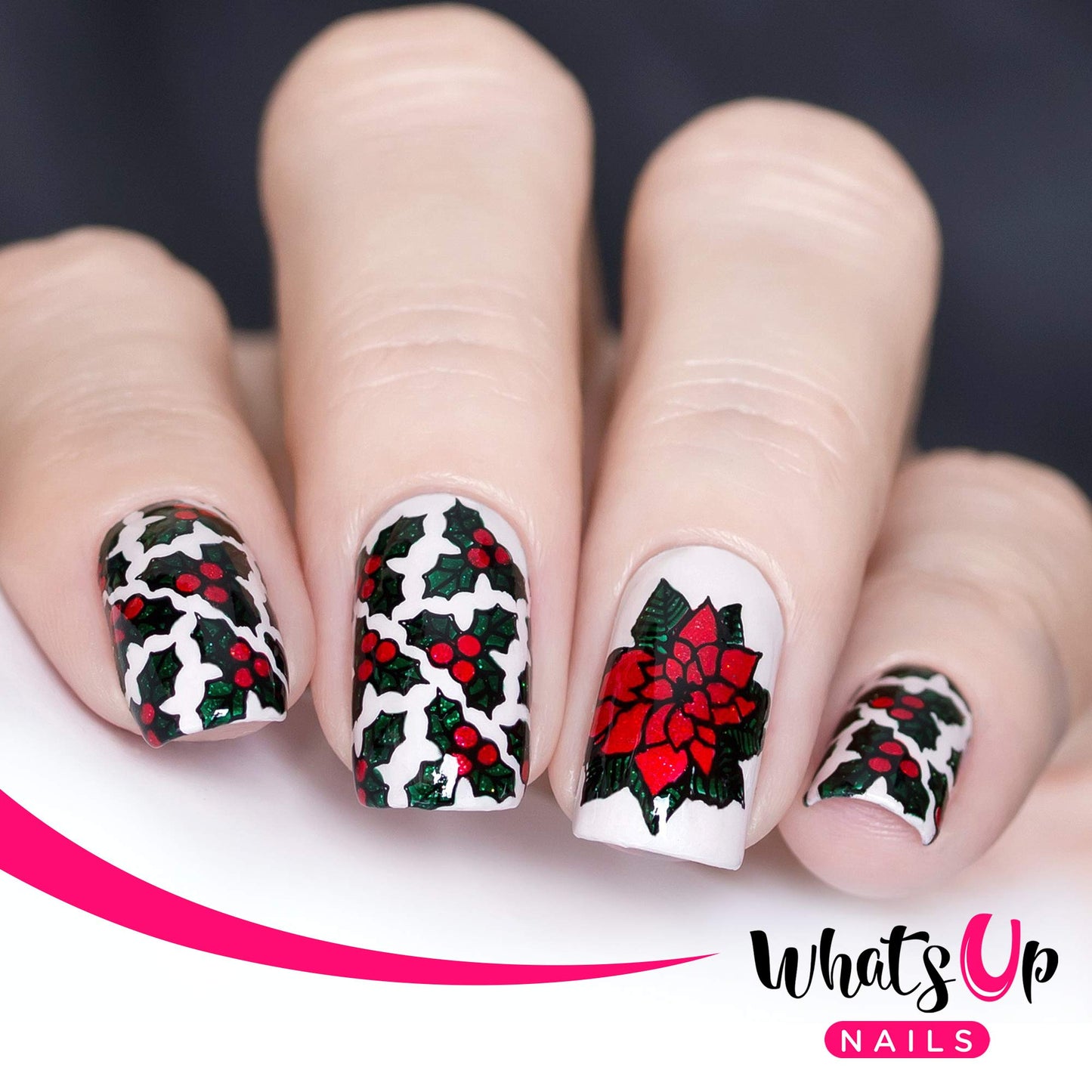 Whats Up Nails - B034 Deck The Nails Stamping Plate for Christmas Winter Nail Art Design