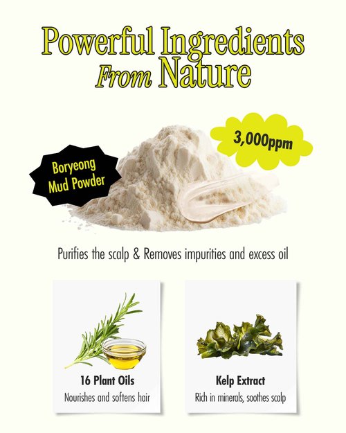 BRMUD Relief Mud Clay Damaged Care Shampoo | ATEEZ Pick | Gentle Damaged Hair Repair Shampoo for Breakage & Thinning Hair w/ 16 Different Plant Oils | for Men & Women (16.9 fl oz)