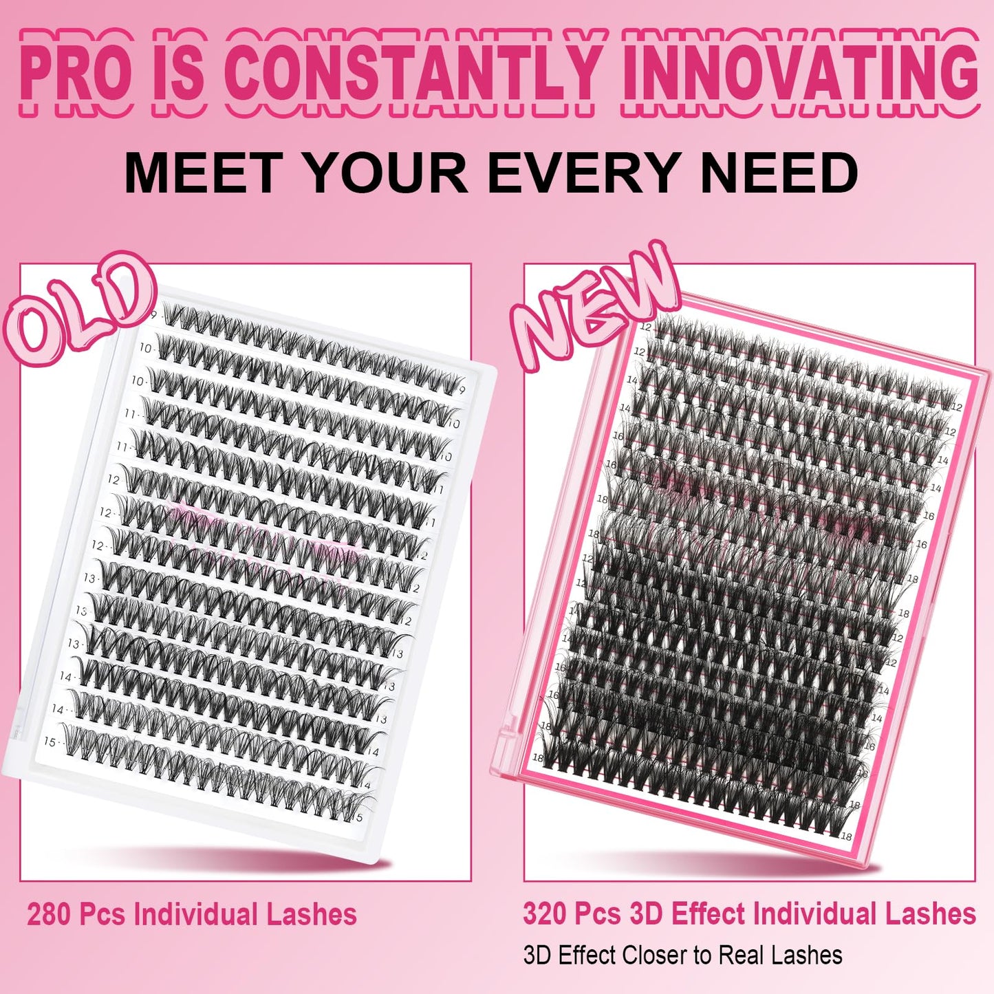 Lash CIusters 320Pcs Individual Lashes 3D Fluffy Cluster Lashes Natural Look Eyelash Clusters Faux Mink Wispy Lashes 30D+40D-D Mixed DIY Lash Extension (3D Fluffy-30D+40D-D,12-18mix)