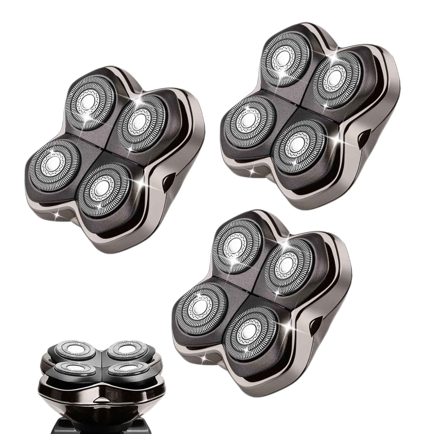 Replacement Blades Shaver PRO 4 Heads Compatible with Skull Head Shaver, Electric Shaver Replacement Blade for Pitbull, Butter flykiss pro & Palm for Bald Men (3 Pcs)