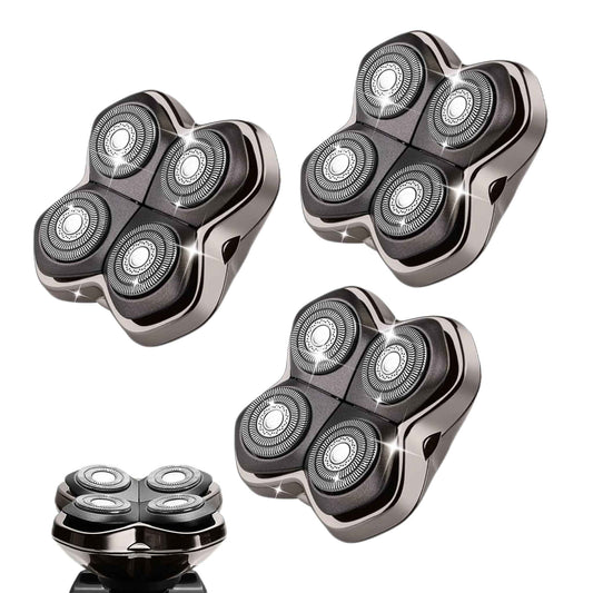 Replacement Blades Shaver PRO 4 Heads Compatible with Skull Head Shaver, Electric Shaver Replacement Blade for Pitbull, Butter flykiss pro & Palm for Bald Men (3 Pcs)