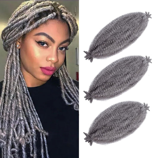 Marley Twist Braiding Hair 24 Inch Springy Afro Twist Hair 3 Packs Kinky Twist Hair for grey Braiding Spring Twist Hair Curly Braiding Hair Extension for Black Women