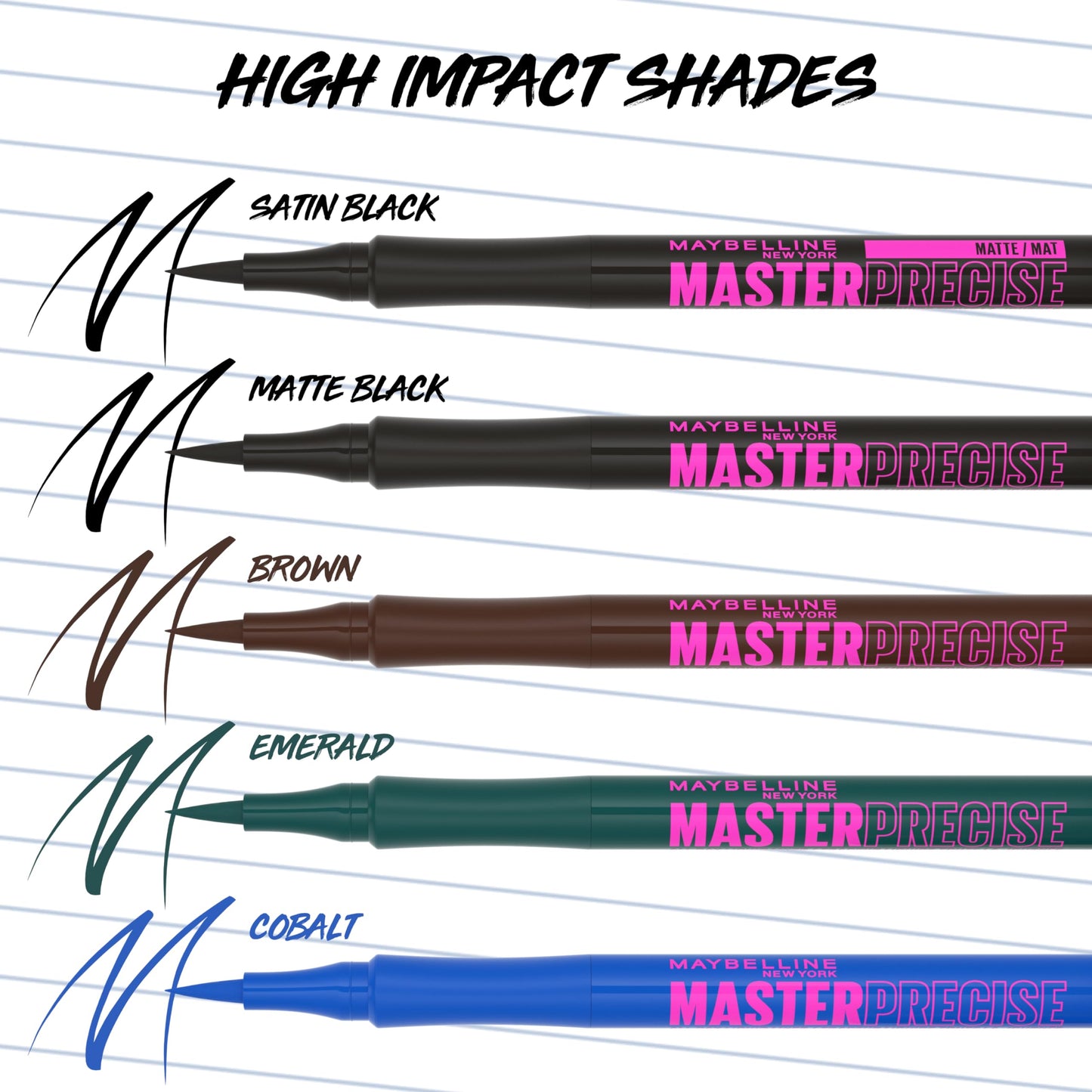 Maybelline Eyestudio Master Precise All Day Waterproof Liquid Eyeliner Makeup, Black, 2 Count (Packaging May Vary)