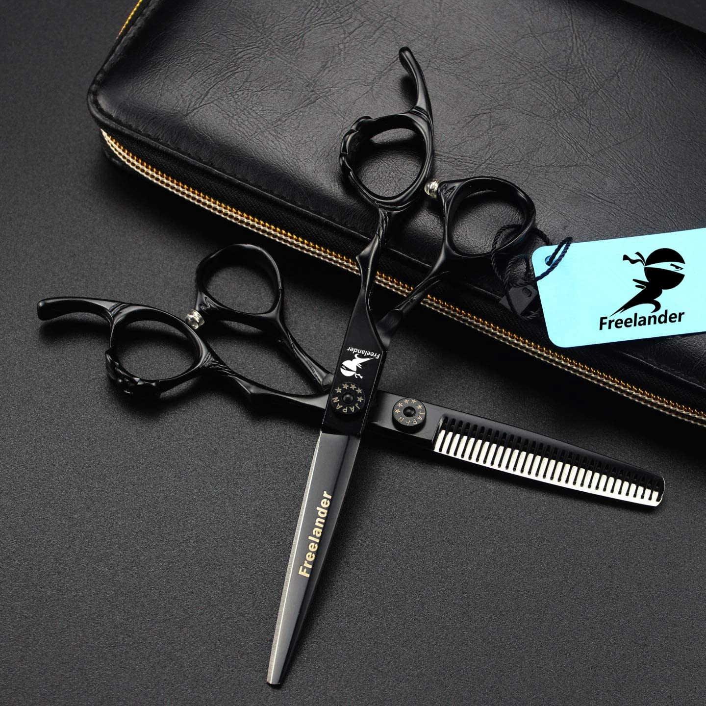 Hair Cutting Scissors, 6.0 Inch Black Professional Japan 440C Hair Cutting Shears - Salon Hair Blending/Thinning/Texturizing Scissor, Hand Sharpened