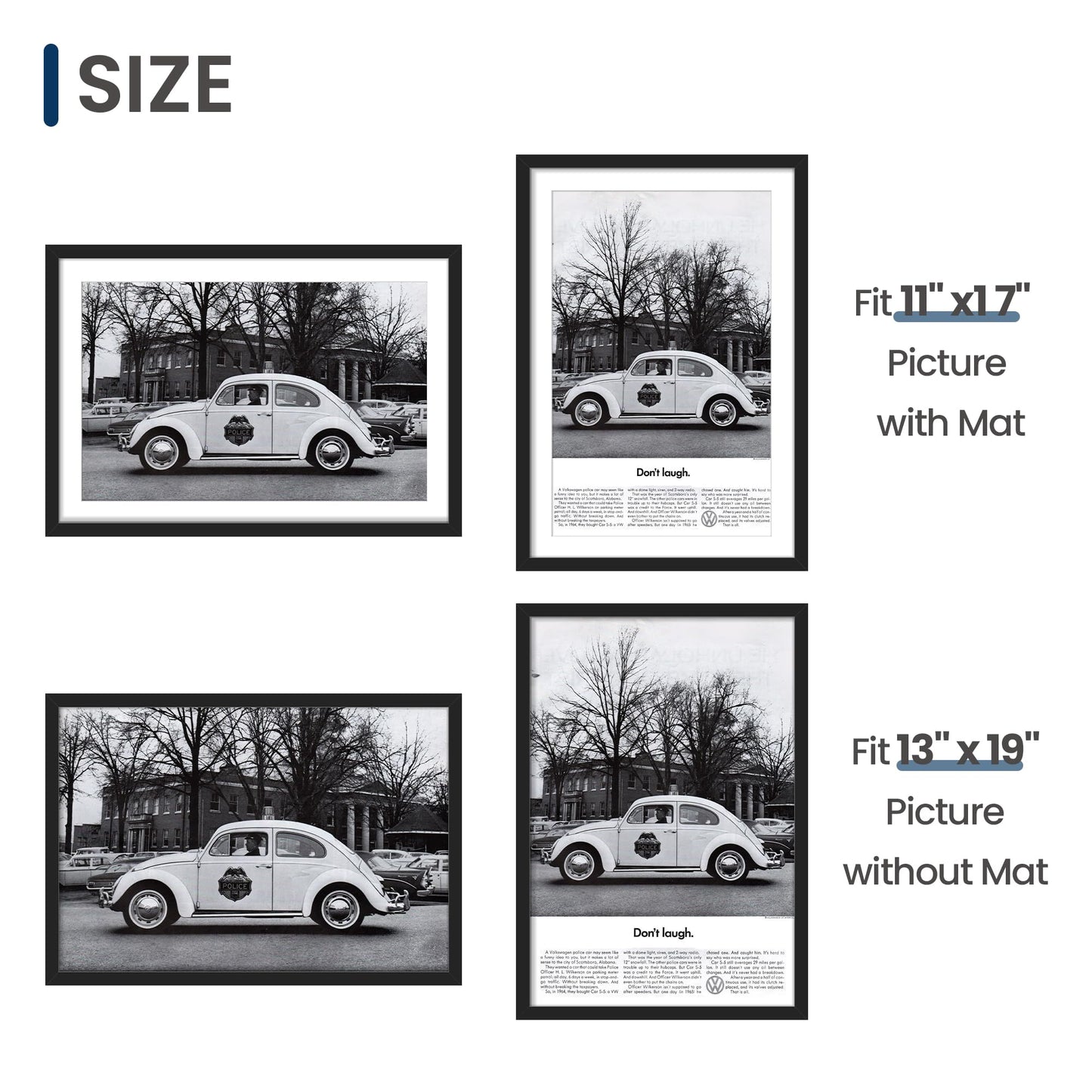 ENJOYBASICS 13x19 Picture Frame, Display Poster 11x17 with Mat or 13 x 19 Without Mat, Wall Gallery Photo Frames, Black, 2 Pack