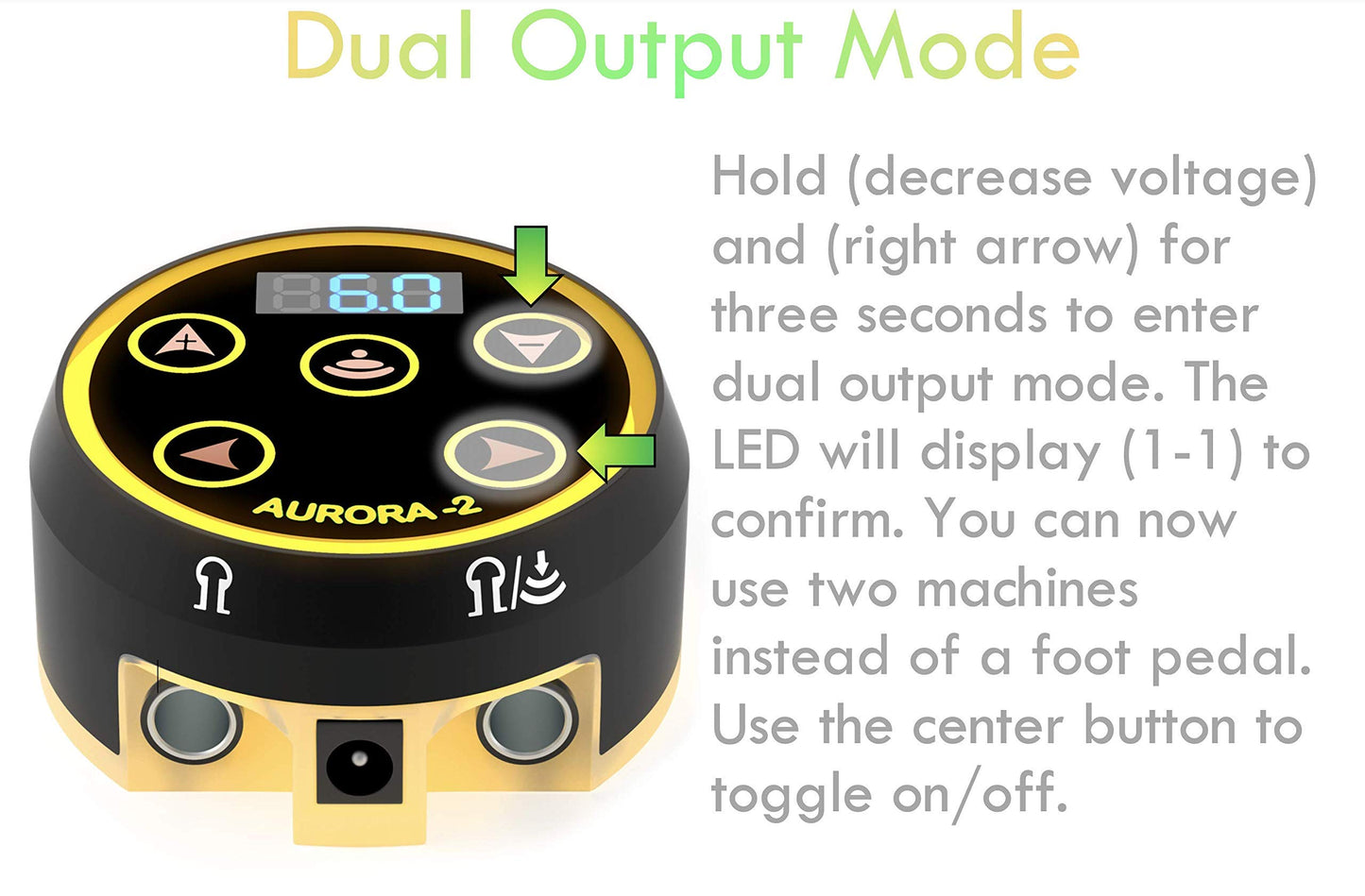 Aurora II Professional Tattoo Machine Power Supply- Touchscreen, Digital Display & Color LEDs (Black)