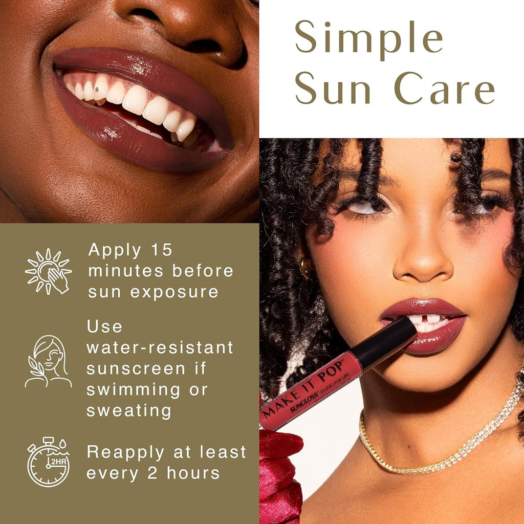 BlackGirlSunscreen BLACK GIRL SUNSCREEN - Make It Pop Sungloss - Revolutionary Sun Protection and Gloss in One - SPF 50 (Cherry Noir)