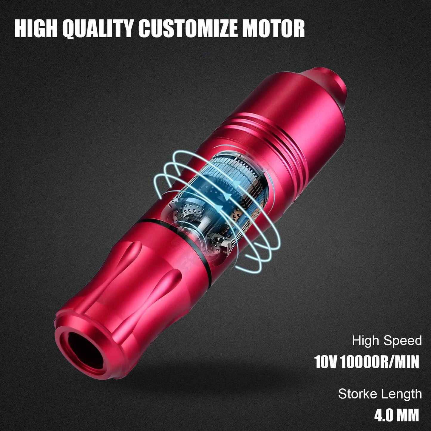 Tattoo Gun Kit for Beginners, Rotary Pen with Power Supply, Professional Ink Kit, Switch & Pigment, Light Tattoo Gun 6pcs Cartridge Needles, Complete Starter Set (Red)