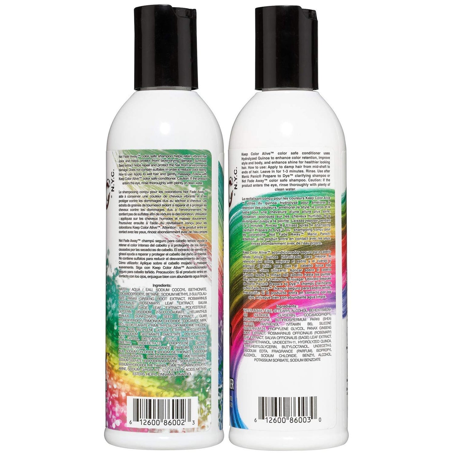 MANIC PANIC Shampoo & Conditioner For Color Treated Hair Set - Extend Color - Sulfate & Paraben Free - Vegan & Cruelty Free Moisturize & Volumize - Repair Damaged Hair & Prevent Tangling (8oz Bottles)