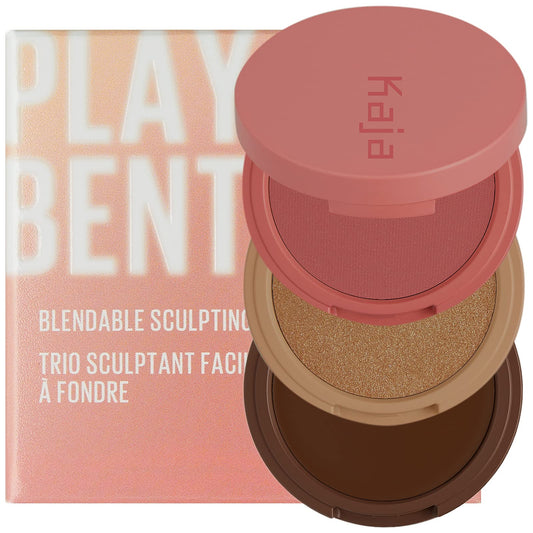 Kaja 3-in-1 Blendable Sculpting Trio - Play Bento | with Mango Seed Butter, Cream Bronzer, Powder Blush, and Highlighter, 03 Mochamallow