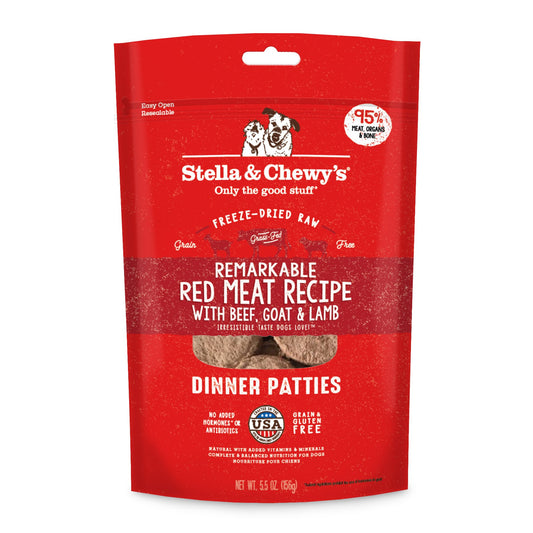 Stella & Chewy's Freeze Dried Raw Dinner Patties – Grain Free Dog Food, Protein Rich Remarkable Red Meat Recipe – 5.5 oz Bag