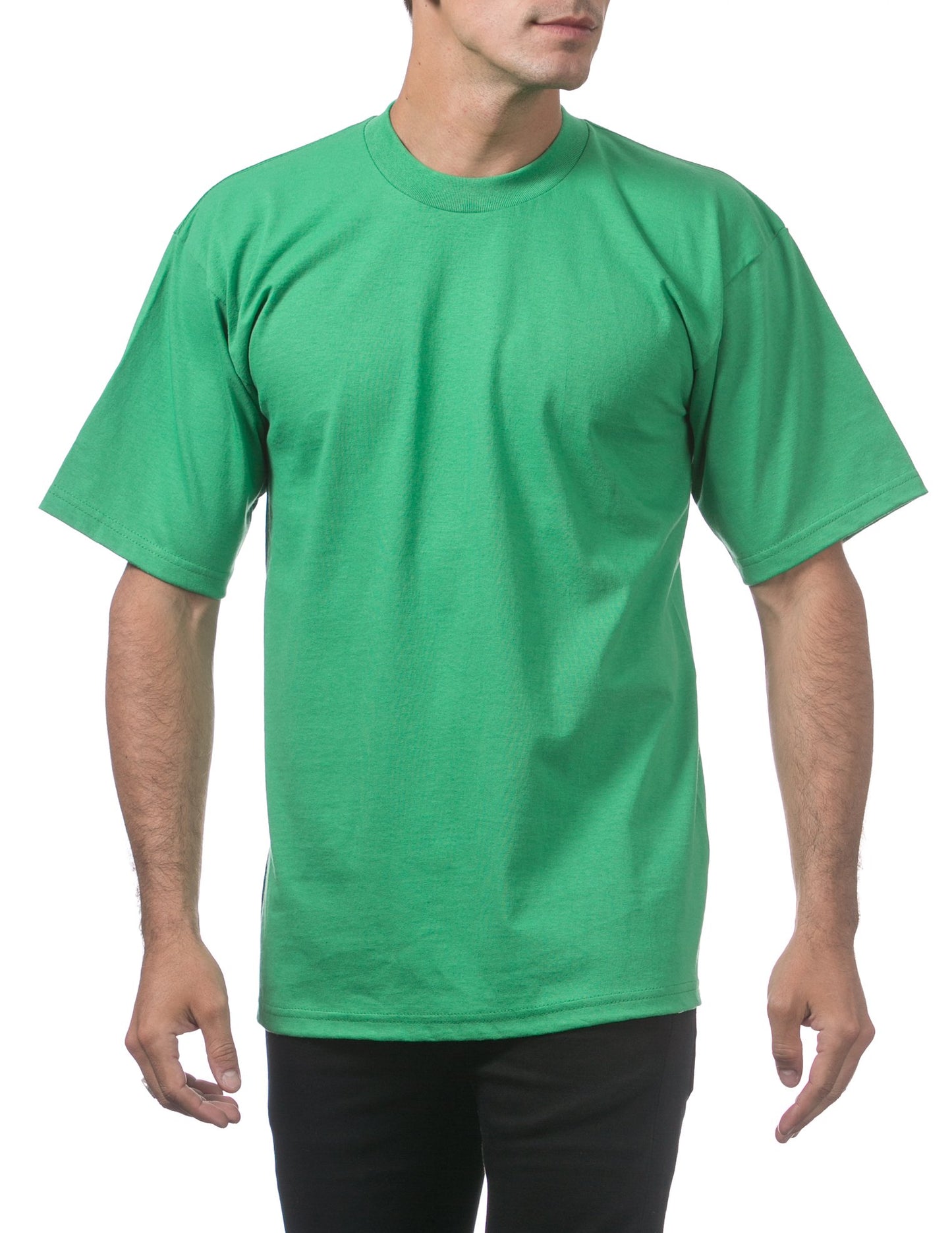 Pro Club Men's Heavyweight Cotton Short Sleeve Crew Neck T-Shirt, Kelly Green, Small