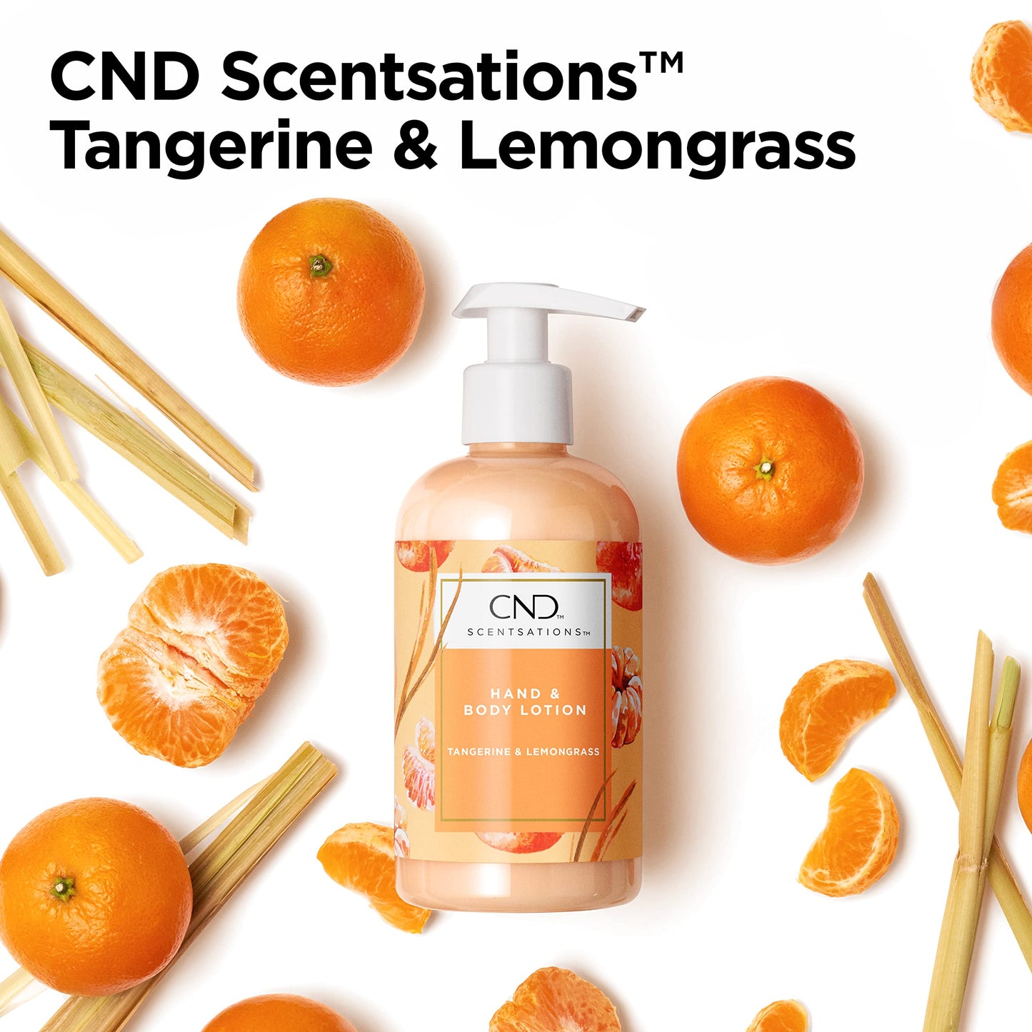 CND Scentsations Hand & Body Lotion, Deep Moisturizing and Hydrating Formula for Dry Damaged Skin, Tangerine & Lemongrass, 8.3 fl. oz