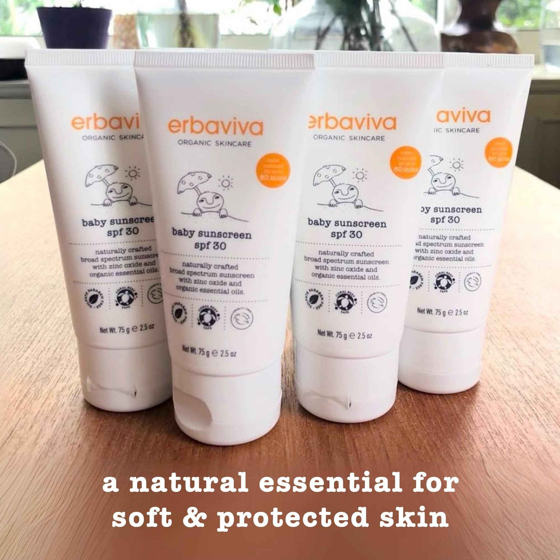 Erbaviva Organic Baby Sunscreen 2.5 Ounce - Coral Reef Safe, Natural, UVA & UVB Protection, Water Resistant, Infused with Essential Oils