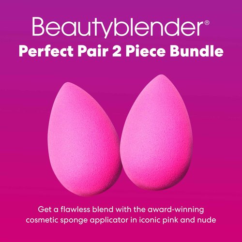 Beautyblender® | Original Pink Beauty Blender 2-Piece Bundle for Blending Foundations, Powders, and Creams, Super-Soft Foam for Streak-Free Application, Made in the USA, Reusable, Washable