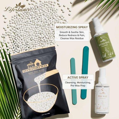 Lifestance Wax Beads Set, 6 Kinds of Waxing Beads, Hard Wax Beans with 44 Items, Perfect for Any Wax Warmers, Wax Beads for Hair Removal for Full Body Bikini Brazilian Underarm Eyebrow, Face Legs