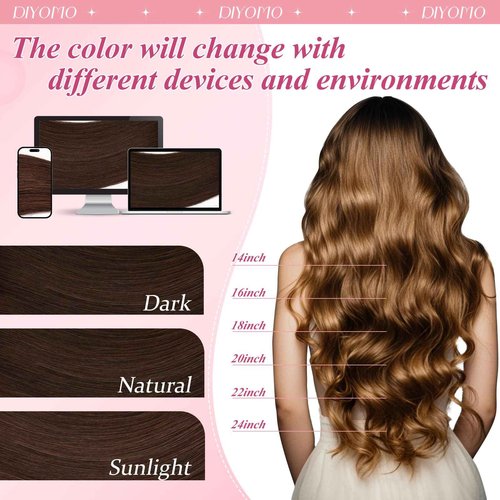 DIYOMO I Tip Hair Extensions - Human Hair,#4 Chocolate Brown 14 Inch For Women Soft & Natural Straight Stick Itip Human Hair Extensions 50g 70s