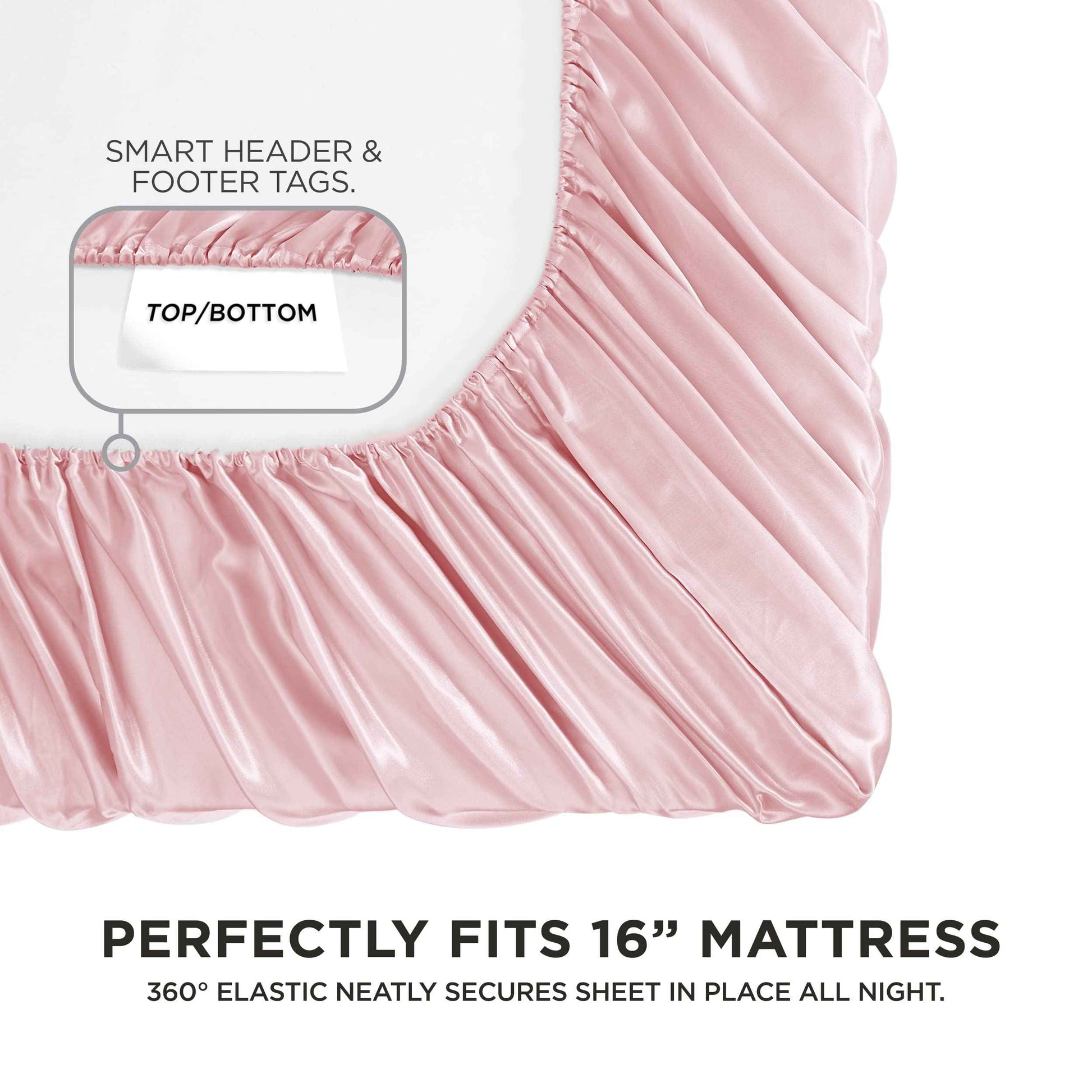 Juicy Couture King Size Silk Satin Bed Sheet Set, Deep Pocket Silky King Sheet Set with 1 Fitted Sheet, 1 Flat Sheet and 2 Pillow Case, Wrinkle Resistant and Anti Pilling Bed Sheets - Pink